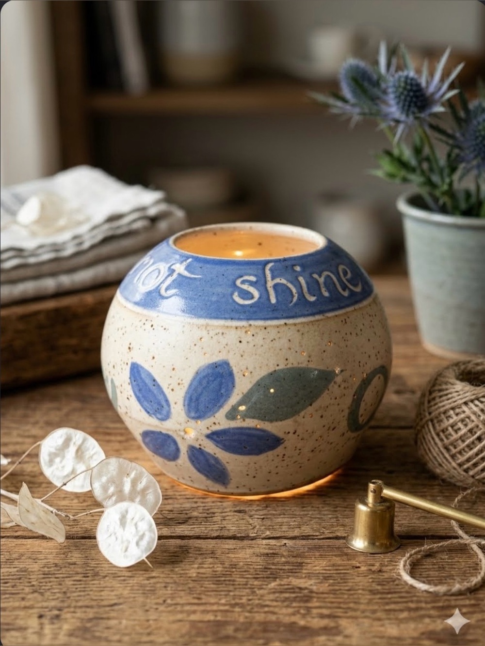 handmade stoneware luminarycreated by Koinonia Pottery